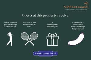 a set of graphics showing different types of rewardsitism at Barn Cottage - North East Escapes in Bamburgh