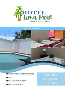 La LimaHotel Lima Park的一张酒店客房和游泳池的照片