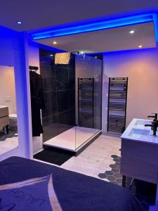 a bathroom with a shower and a sink and a tub at Evreux ground floor apartment,jardin,proche hyper centre in Évreux