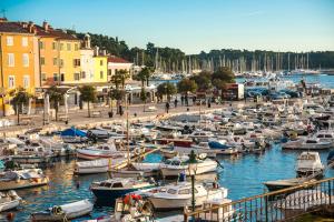 Un montón de barcos atracados en un puerto en Residence LA CARERA Centro Storico, en Rovinj