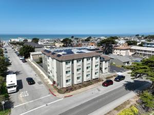 an aerial view of a building on a city street at PACIFIC DRIFT San Francisco Pacifica in Pacifica