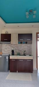 Kuchyň nebo kuchyňský kout v ubytování Artemis Apartments Тюркоазна гледка към морето