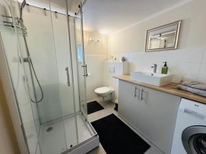 Koupelna v ubytování Útulný apartmán v klidné části Benešova + 10 fotografií