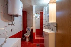 a small bathroom with a toilet and a sink at Apartments Ivo Bozinovic in Tivat
