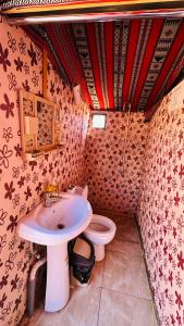 ワディ・ラムにあるWadi Rum Spiritの洗面台とトイレ付きのバスルーム +78枚の写真