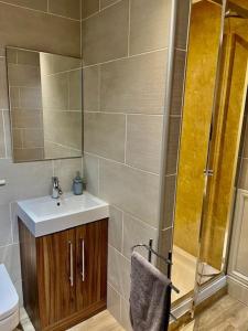 a bathroom with a toilet and a sink and a shower at Stunning spacious Apartment on River Ness in Inverness +9 photos