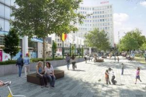 Un groupe de personnes assises sur des bancs dans une place dans l'établissement Brussels Central City Oasis, à Bruxelles 17 autres photos