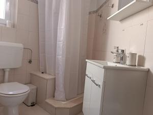 un bagno bianco con un water e un lavandino di Pluton a Primošten