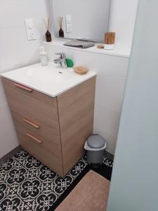 a bathroom with a sink and a toilet at Libellule in Argelès-sur-Mer