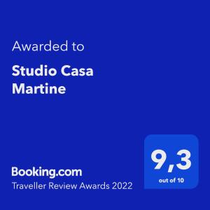 Certifikát, hodnocení, plakát nebo jiný dokument vystavený v ubytování Studio Casa Martine