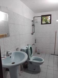 アハンガマにあるMandarama Houseのトイレと洗面台を備えた白いバスルーム