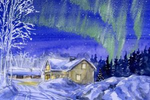Lapland Snow Cabin v zimě