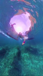 una persona che nuota nell'oceano con una palla nell'acqua di Coral Bay Kingroom a Phu Quoc
