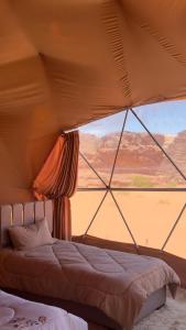 Postel nebo postele na pokoji v ubytování Wadi rum Bubble Camp & tour