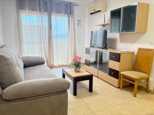 a living room with a couch and a tv at ACV - Torremar-2ª linea planta 3 sur 2 in El Borseral