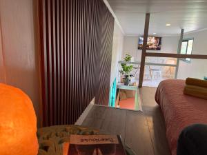 En TV eller et underholdningssystem på Casa Panal , Jacuzzi opcional Villa Alemana