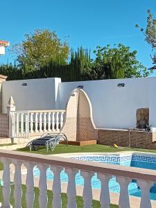 a view of a swimming pool from a villa at Villa entre terre et mer in Montroy