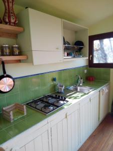 Η κουζίνα ή μικρή κουζίνα στο Deliziosa casa sull albero a 30 minuti da Roma