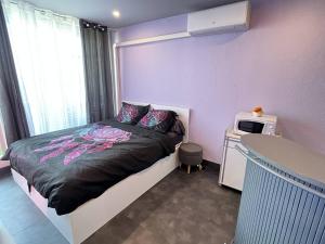 Studio 2 couchages CAP D'AGDE NATURISME CN060-L51 في كاب داغد: غرفة نوم بها سرير ومكتب ونافذة