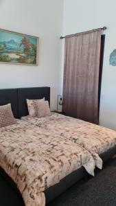 a bedroom with a large bed with a curtain at Indische kamer in Bolsward