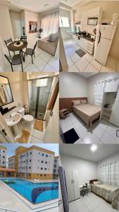 a collage of four pictures of a apartment at Apartamento completo em Santarém in Santarém