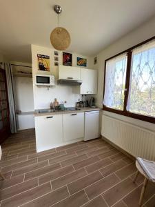 Kuchyň nebo kuchyňský kout v ubytování Appartement dans un ecrin de verdure terrasse privee