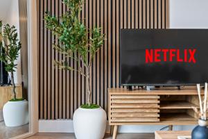 TV a/nebo společenská místnost v ubytování Modern Cosy 1-Bed, Sleeps 6, Central, Netflix