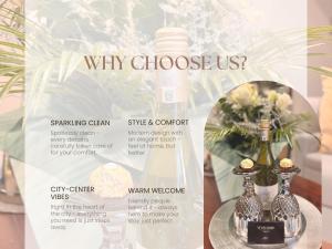 een flyer voor een winkel met twee flessen wijn bij VOK Luxury Home I City Loft in Arad