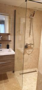 un bagno con doccia e lavandino di Douce nuit a Clapiers