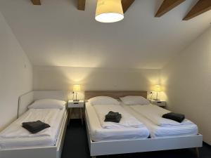 Postel nebo postele na pokoji v ubytování Gästehaus Elzblick 2