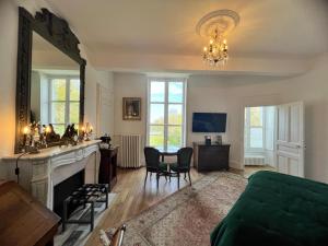 TV a/nebo společenská místnost v ubytování Château du Rondon
