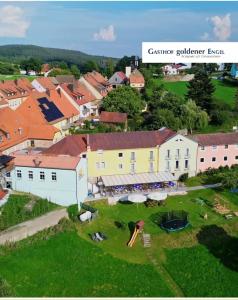 an aerial view of a small village with buildings at Gasthof goldener Engel in Kemnath
