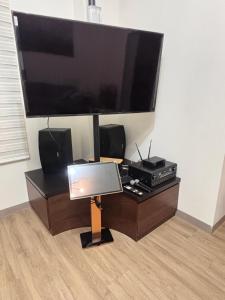 En TV eller et underholdningssystem på 宜蘭電梯包棟民宿 微光河畔
