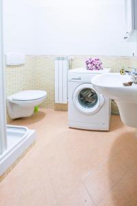 ピネートにあるLeopardi Pineto Vacanzaのバスルーム(洗濯機、シンク付)