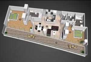 uma concepção da planta de uma casa em Luxurious 2BR apt with panoramic Marina view no Dubai