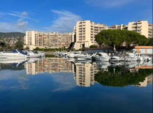 a group of boats are docked in a marina at Cozy 2P studio avec jardin privé in Mandelieu-La Napoule
