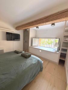 Ένα ή περισσότερα κρεβάτια σε δωμάτιο στο Appartement Aixois de caractère Place des 4 Dauphins