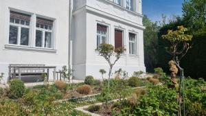 a garden in front of a white building at M11 Baden bei Wien in Baden