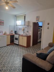 a kitchen and a living room with a couch at Apartment Lavanda in Pješčana Uvala
