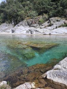 a body of water next to a rocky beach at Chambre d'Hôte dans MAS proche Anduze Cévennes avec piscine in Mialet