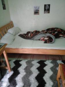 a woman laying on a bed in a bedroom at Captain J APARTMENTS in Maseno