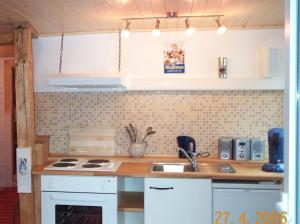 a kitchen with a sink and a stove top oven at Wohnung am Rheinsteig in Kaub