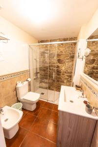 a bathroom with a toilet sink and a shower at Hotel Puerto Arnela in Camariñas