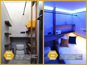 a small room with a bed and a toilet at The Hyve Capsule Amsterdam in Amsterdam