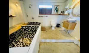 a bathroom with a toilet and a sink at Hotel Boutique Evana in Acapulco +38 photos