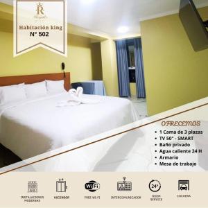 a poster of a bed in a hotel room at The Royals Huaraz in Huaraz