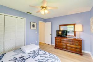 A bed or beds in a room at 2 Mi to Water Sebastian Home with Heated Pool!