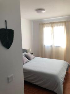 a bedroom with a white bed and a window at Casa Chacho, Punta Mujeres in Punta de Mujeres +7 photos