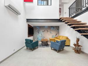 Χώρος καθιστικού στο Le loft du canal de Rompsay