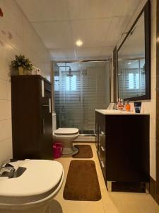マラガにあるModern Room near Airport & Centerのトイレと洗面台付きのバスルーム